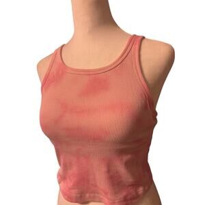 Victoria’s Secret Pink Ribbed Tie Dye Tank Sz S Activewear Festival Y2K Retro